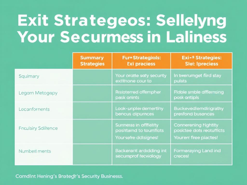     Exit Strategies: Selling Your Security Business in Canada. Summary Table: Exit Strategies for Canadian Security Businesses