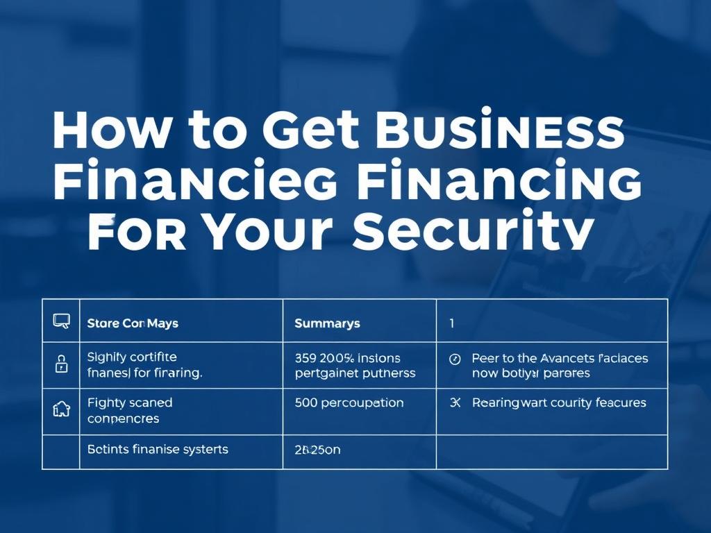     How to Get Business Financing for Your Security Company. Key Takeaways: Summary Table